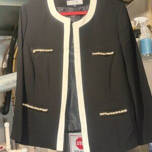 NEW TAHARI BLACK WOMEN'S DRESSY JACKET WITH PEARL EMBELLISHMENTS 16W